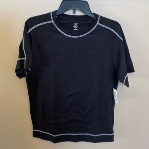 INC MENS BLACK CASUAL TEE shirt shirt sleeve / white reverse stitching accents S